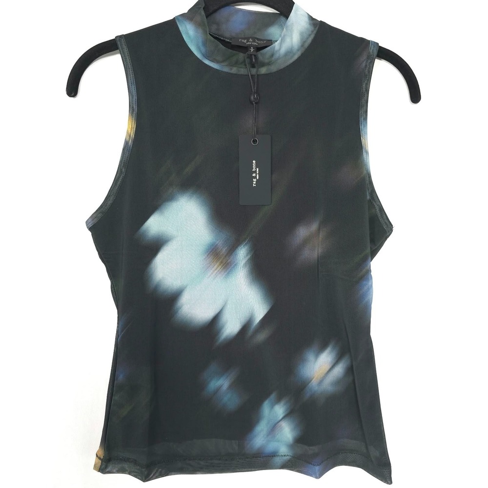 RAG & BONE Women's New Top Blouse SMALL ALIYAH Mock Neck Multicolor RE5825FT10W - Picture 8 of 12